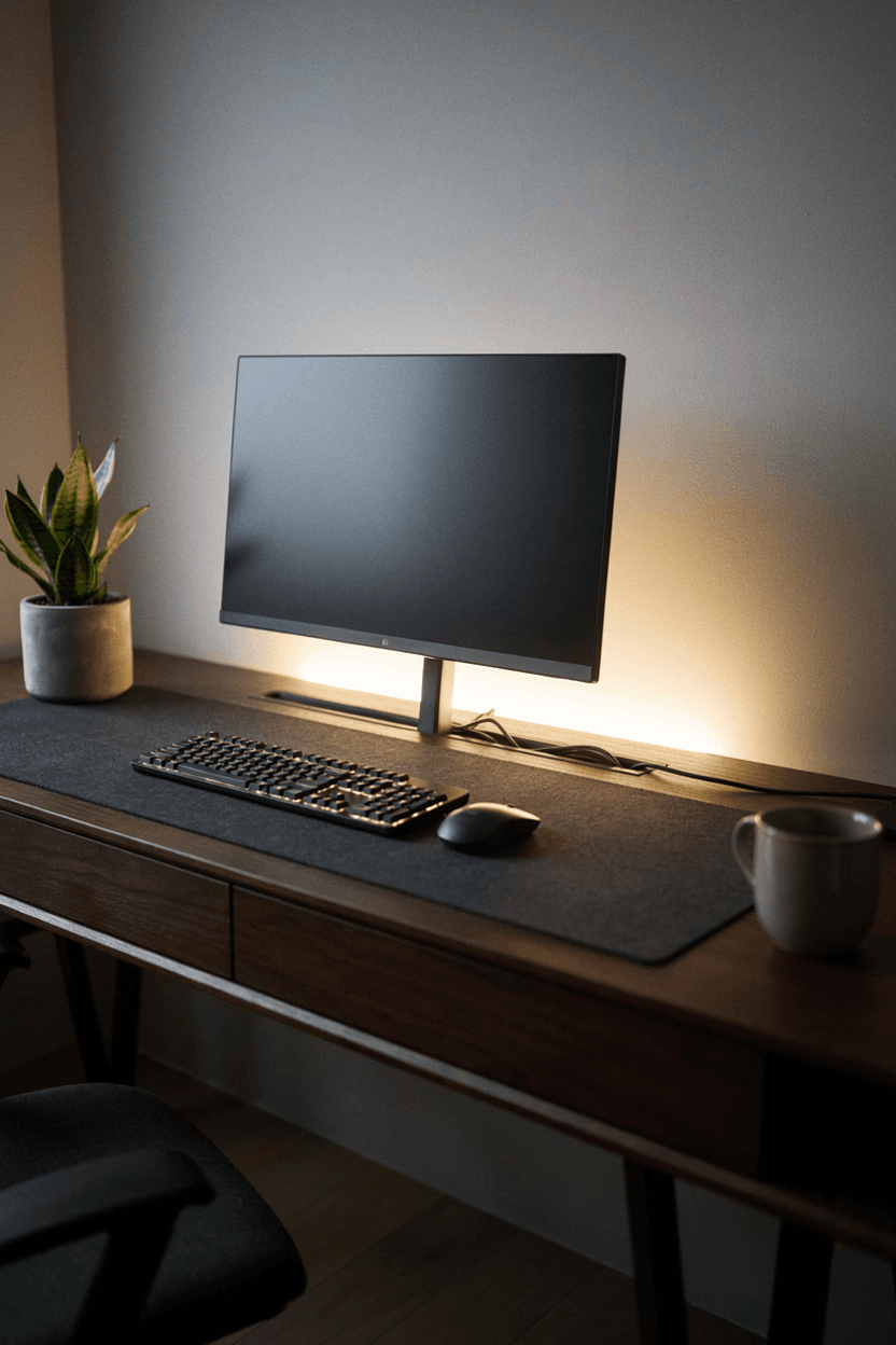 Desk Setup with LED Lights – home decor idea