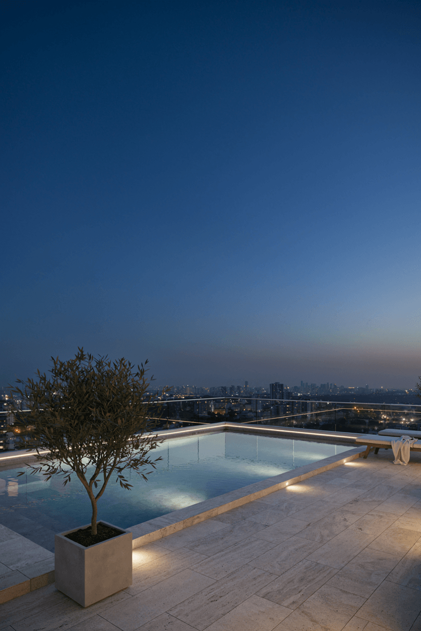 Infinity Glass Wall Rectangle Pool Design – home decor idea