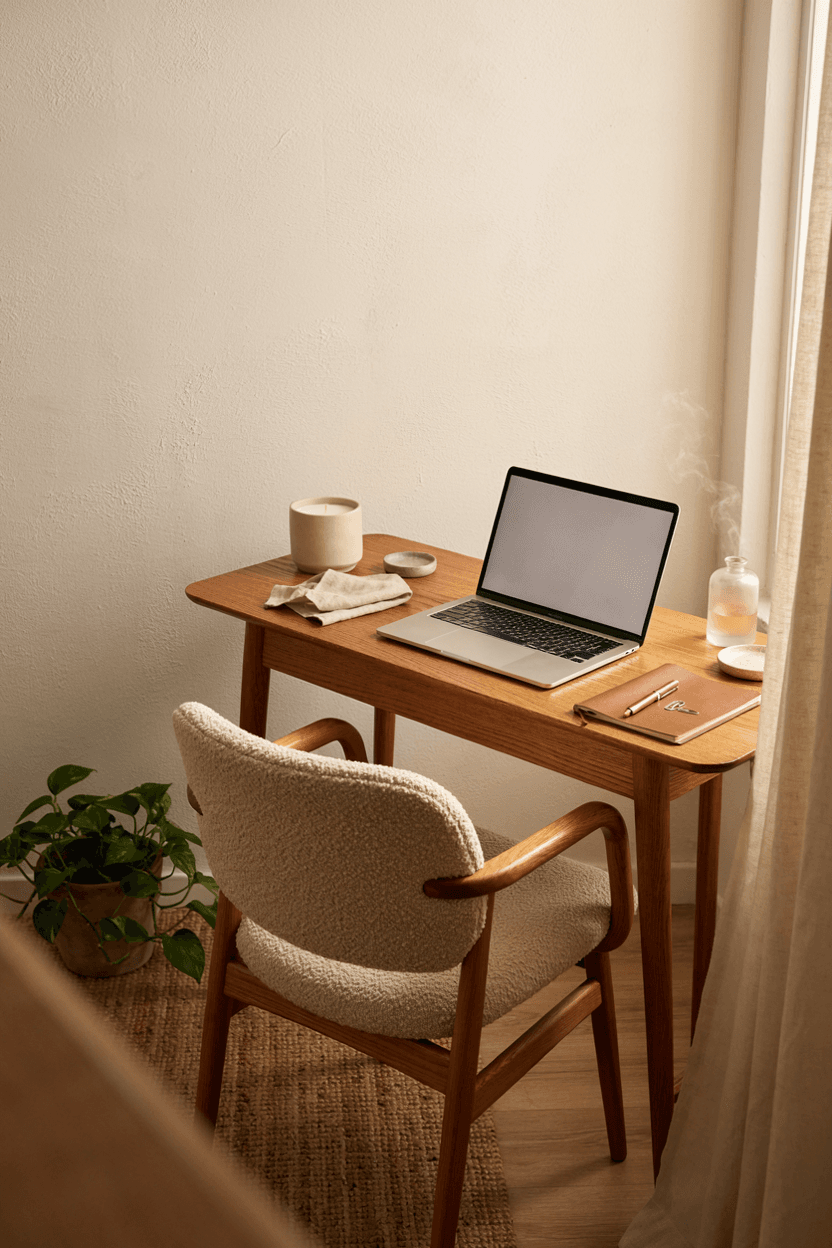 Home Office with Scented Candle and Diffuser – home decor idea