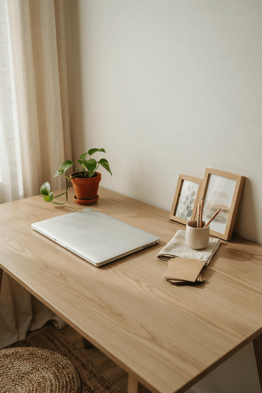 Desk with Photo Display – home decor idea