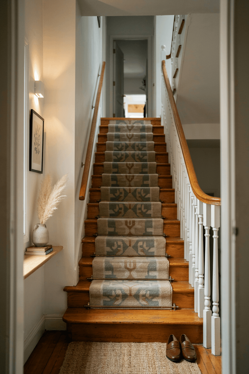 Staircase with Carpet Runner – home decor idea