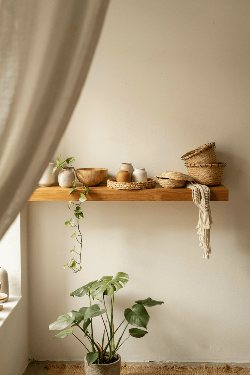 Shelf with Woven Accents – home decor idea