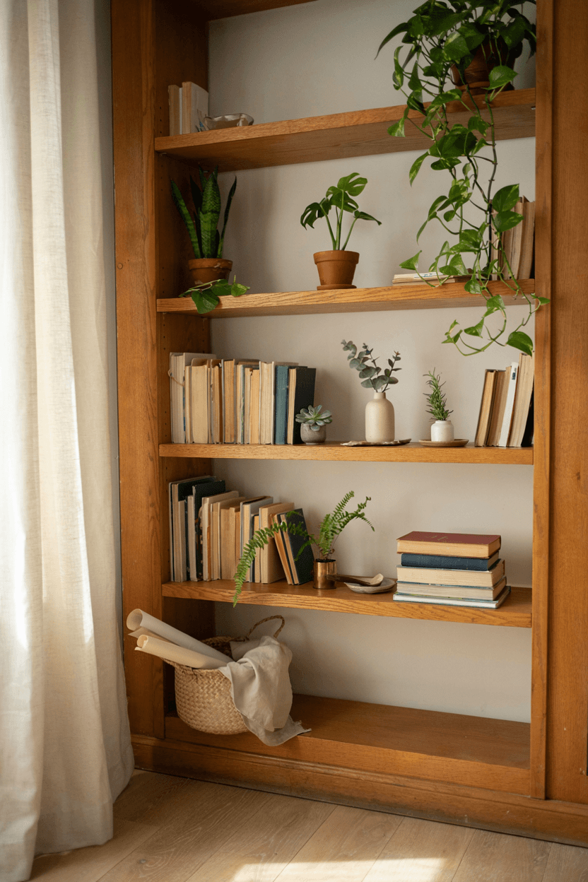 Plant Shelf with Books – home decor idea