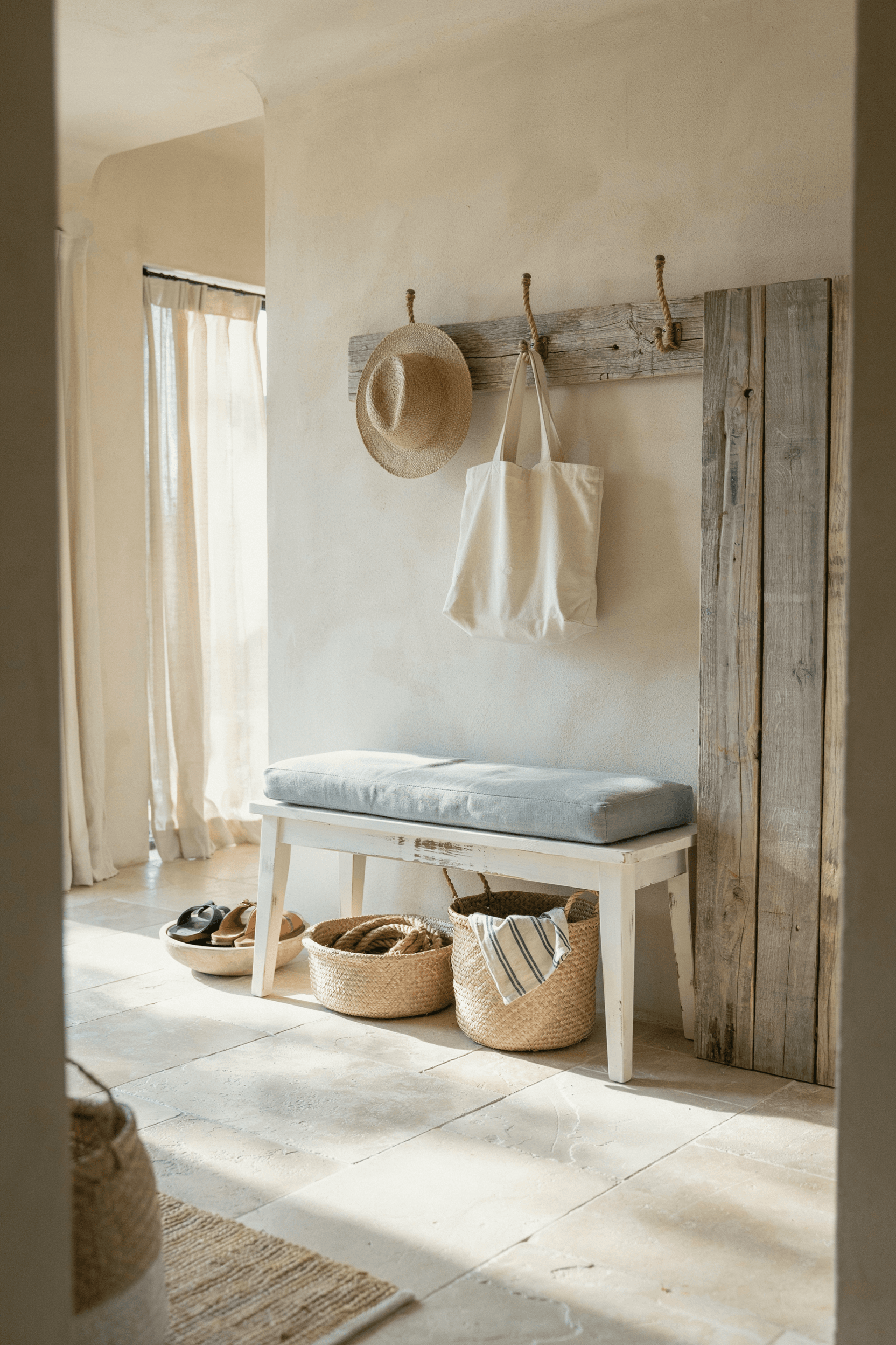 Coastal Style Mudroom Bench – home decor idea