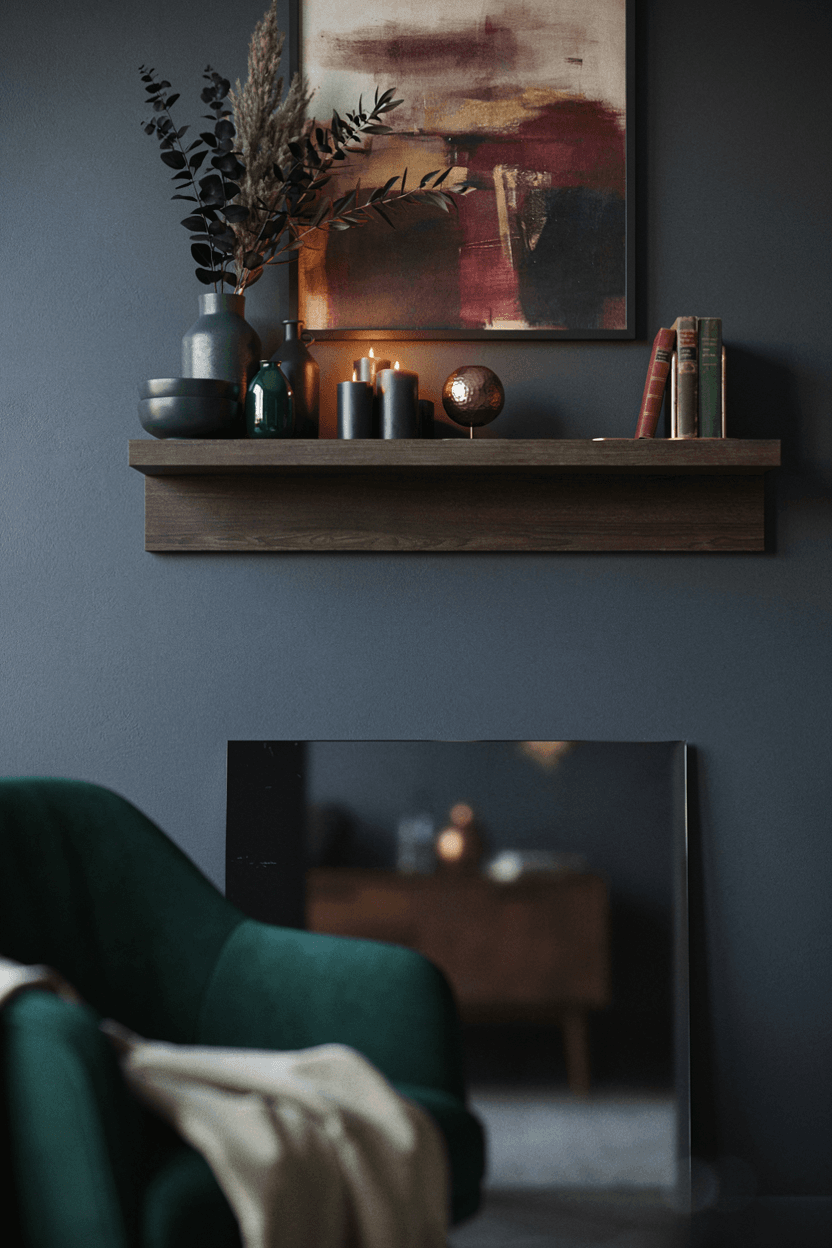 Dark and Moody Shelf Display – home decor idea