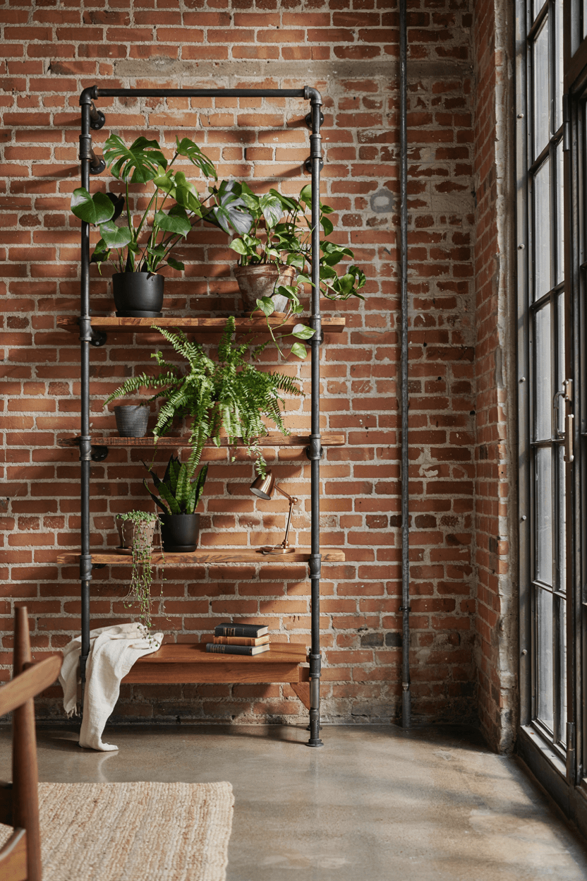 Industrial Style Plant Shelf – home decor idea