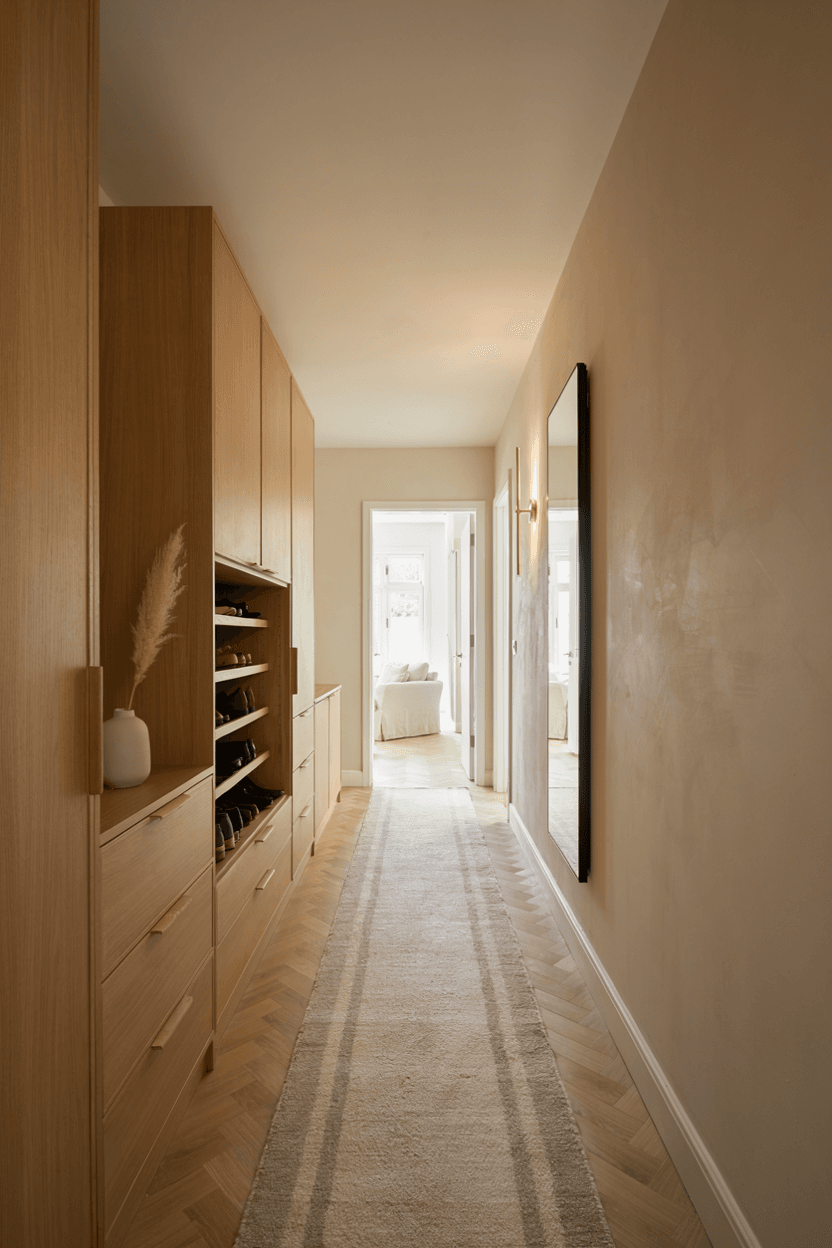 Hallway Storage with Mirrors – home decor idea