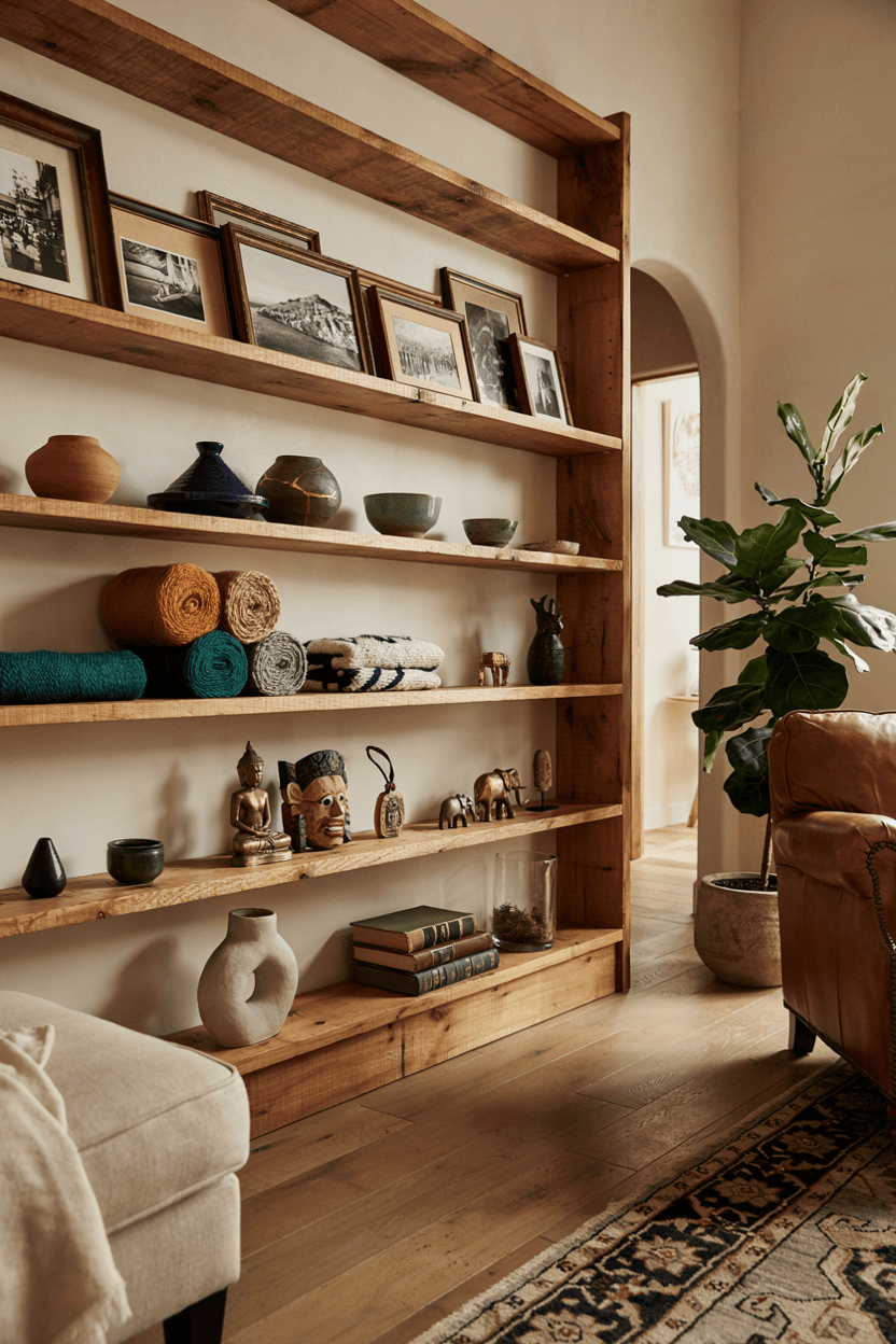 Shelf with Travel Souvenirs – home decor idea