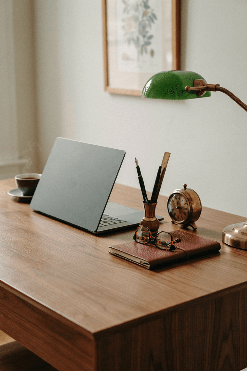 Desk with Vintage Accessories – home decor idea