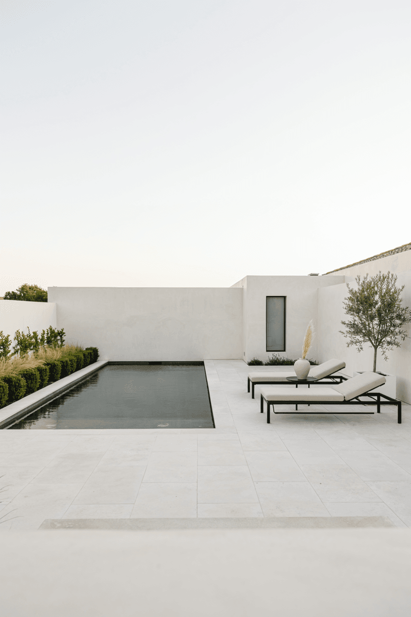 Modern Black & White Rectangle Pool Design – home decor idea