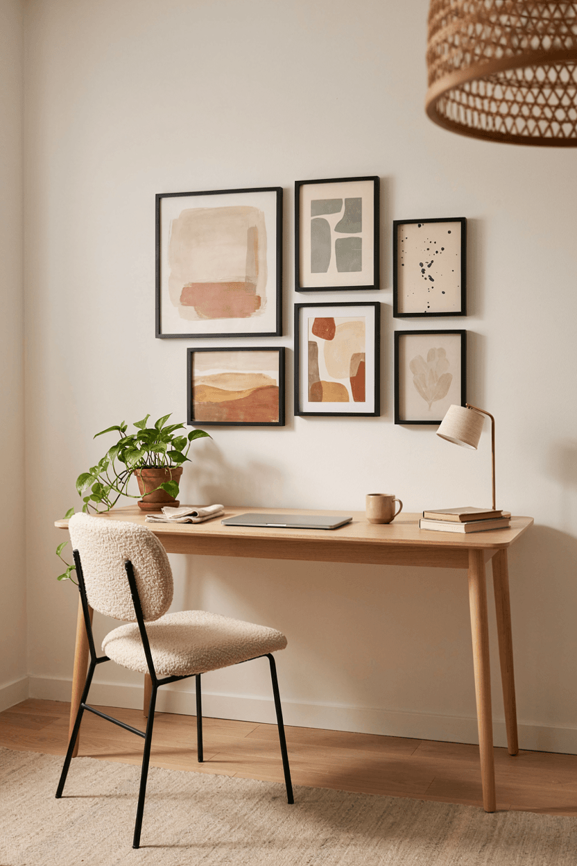Gallery Wall Behind the Desk – home decor idea