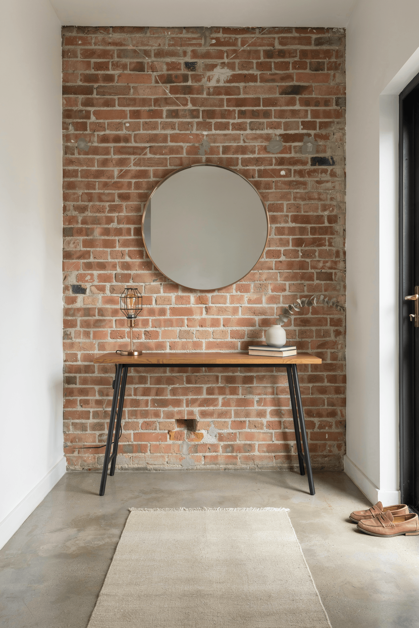Foyer with Exposed Brick Wall – home decor idea