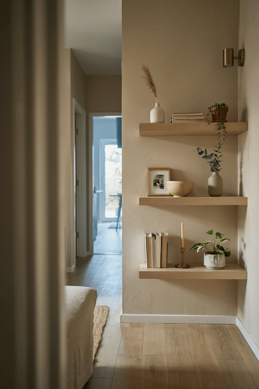 Hallway with Floating Shelves – home decor idea
