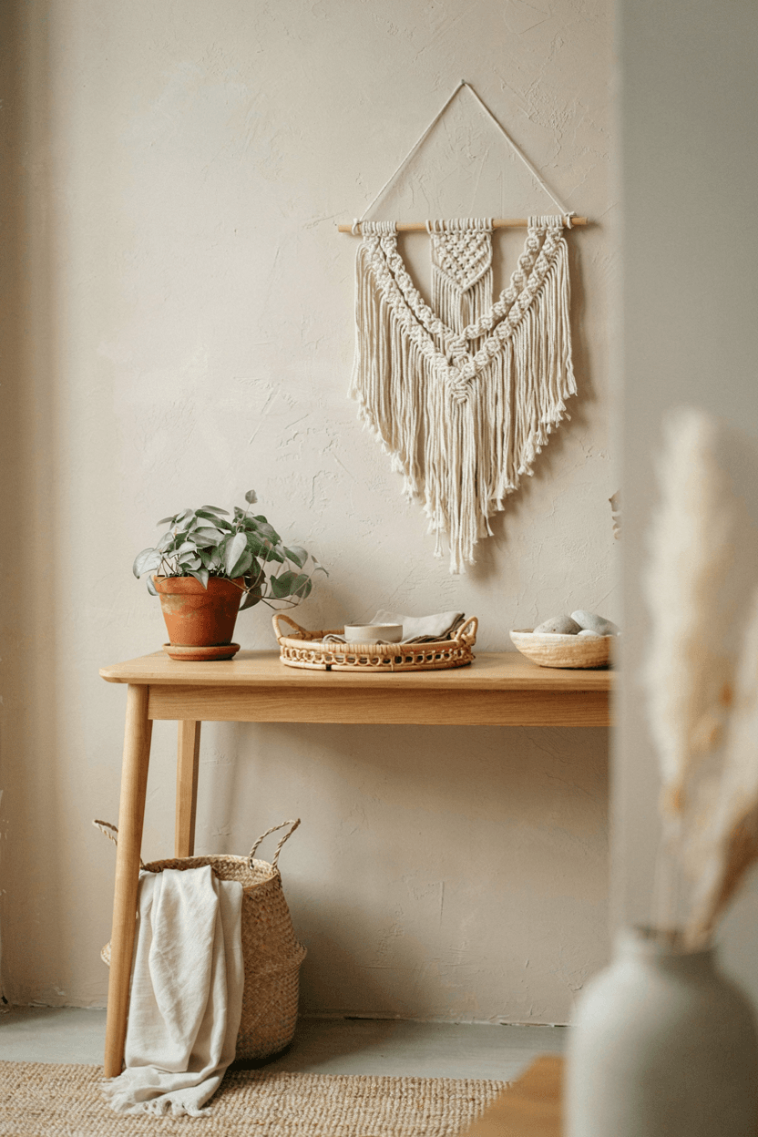 Console Table with Woven Accents – home decor idea