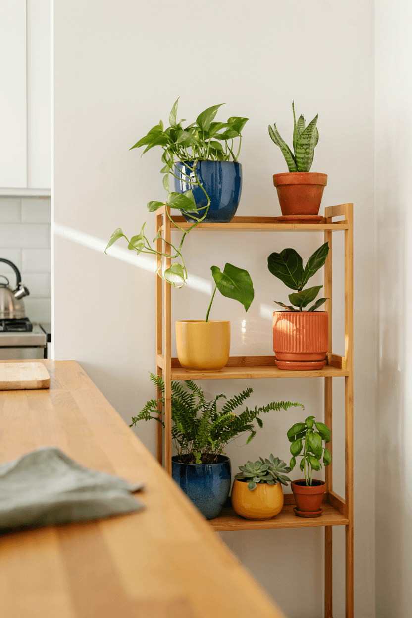 Colorful Pot Plant Shelf – home decor idea