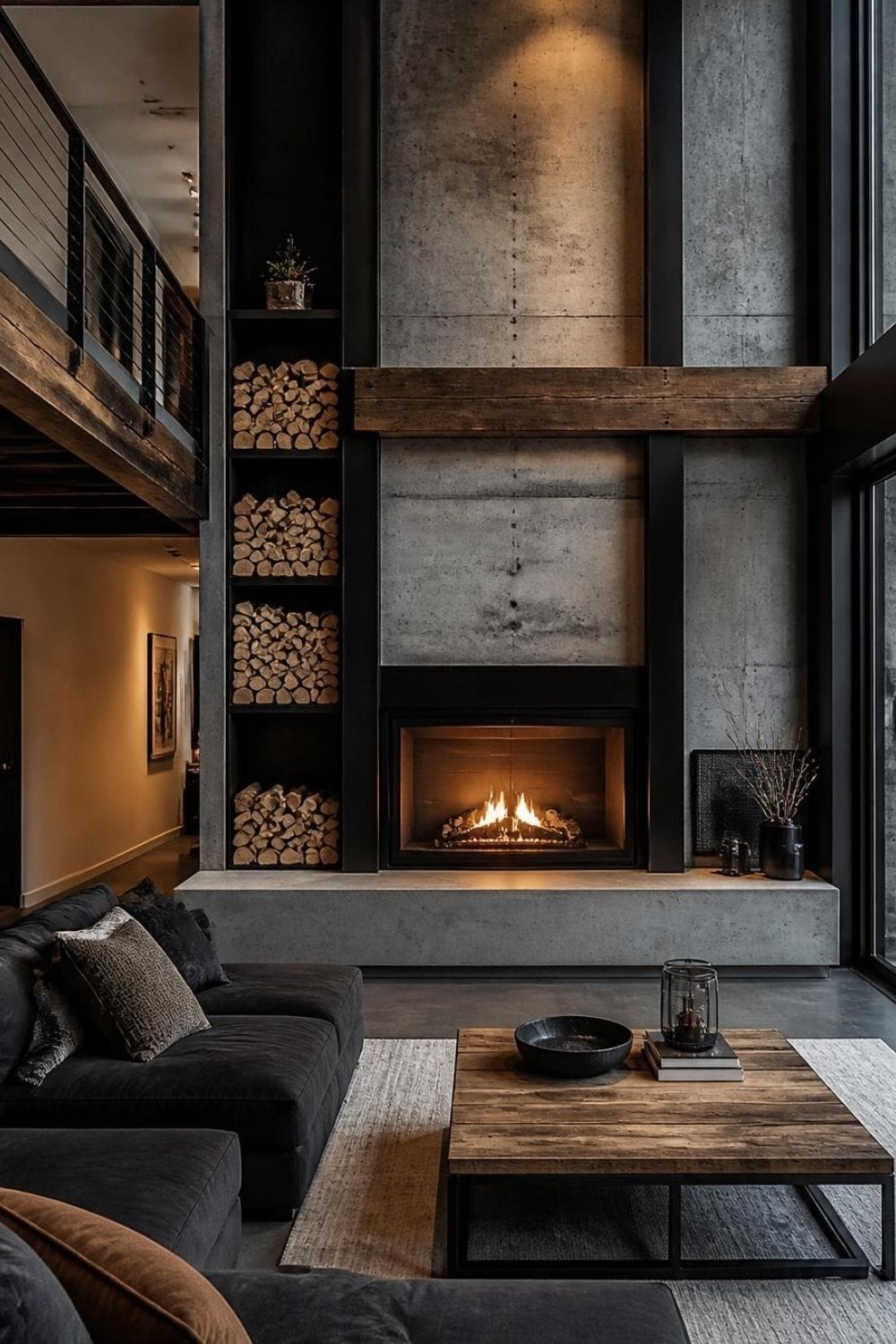 Industrial Fireplace Wall – home decor idea