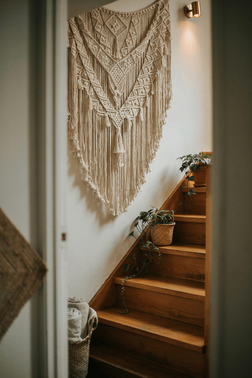 Staircase Wall with Macrame – home decor idea