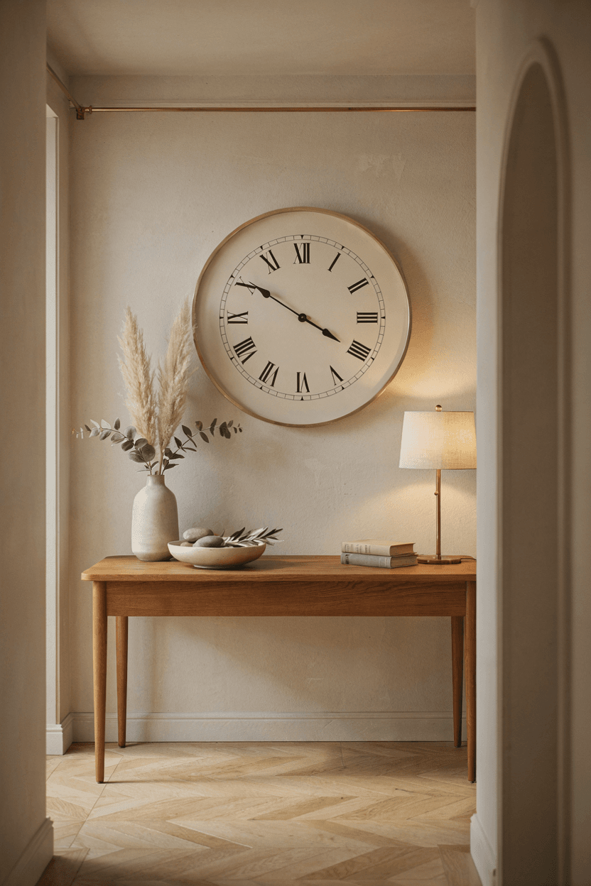 Console Table with a Clock – home decor idea
