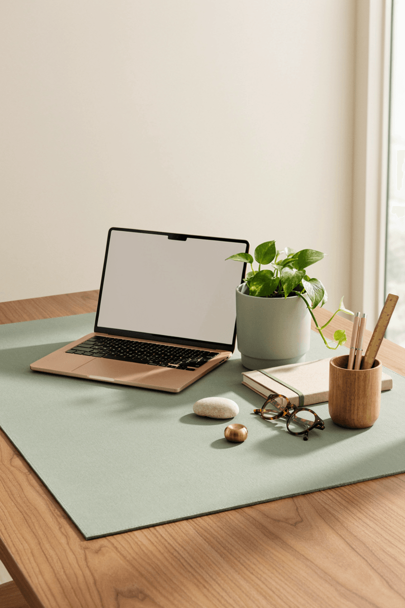 Desk with Color-Coordinated Setup – home decor idea