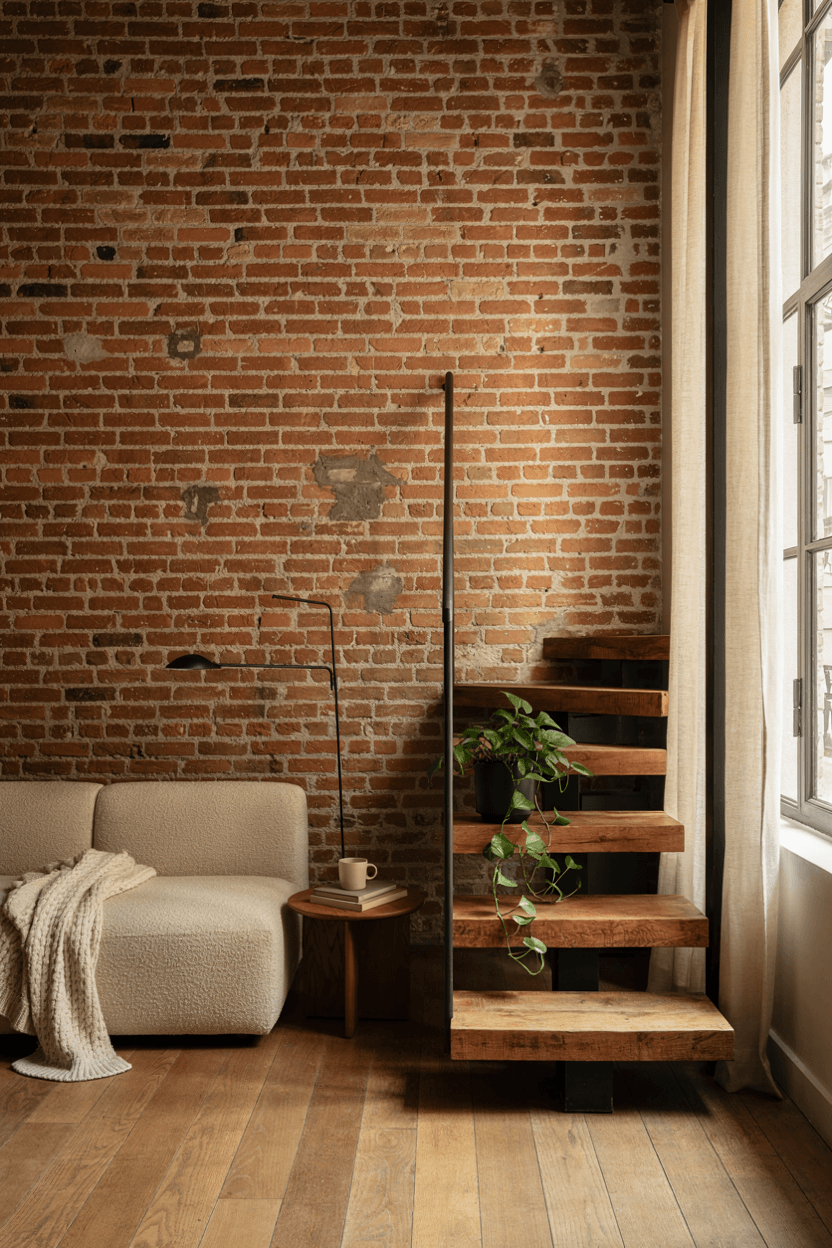 Staircase with Brick Wall – home decor idea