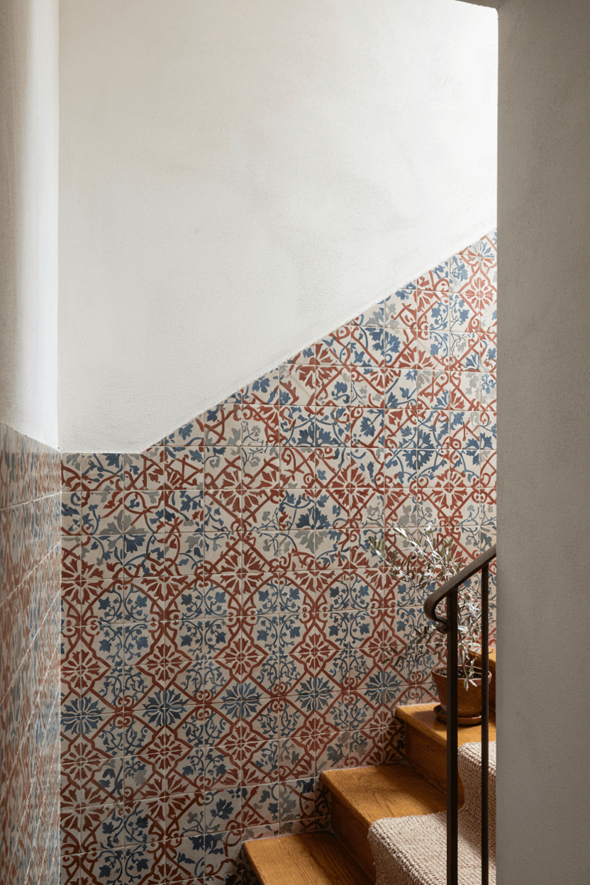 Staircase Wall with Tiles – home decor idea