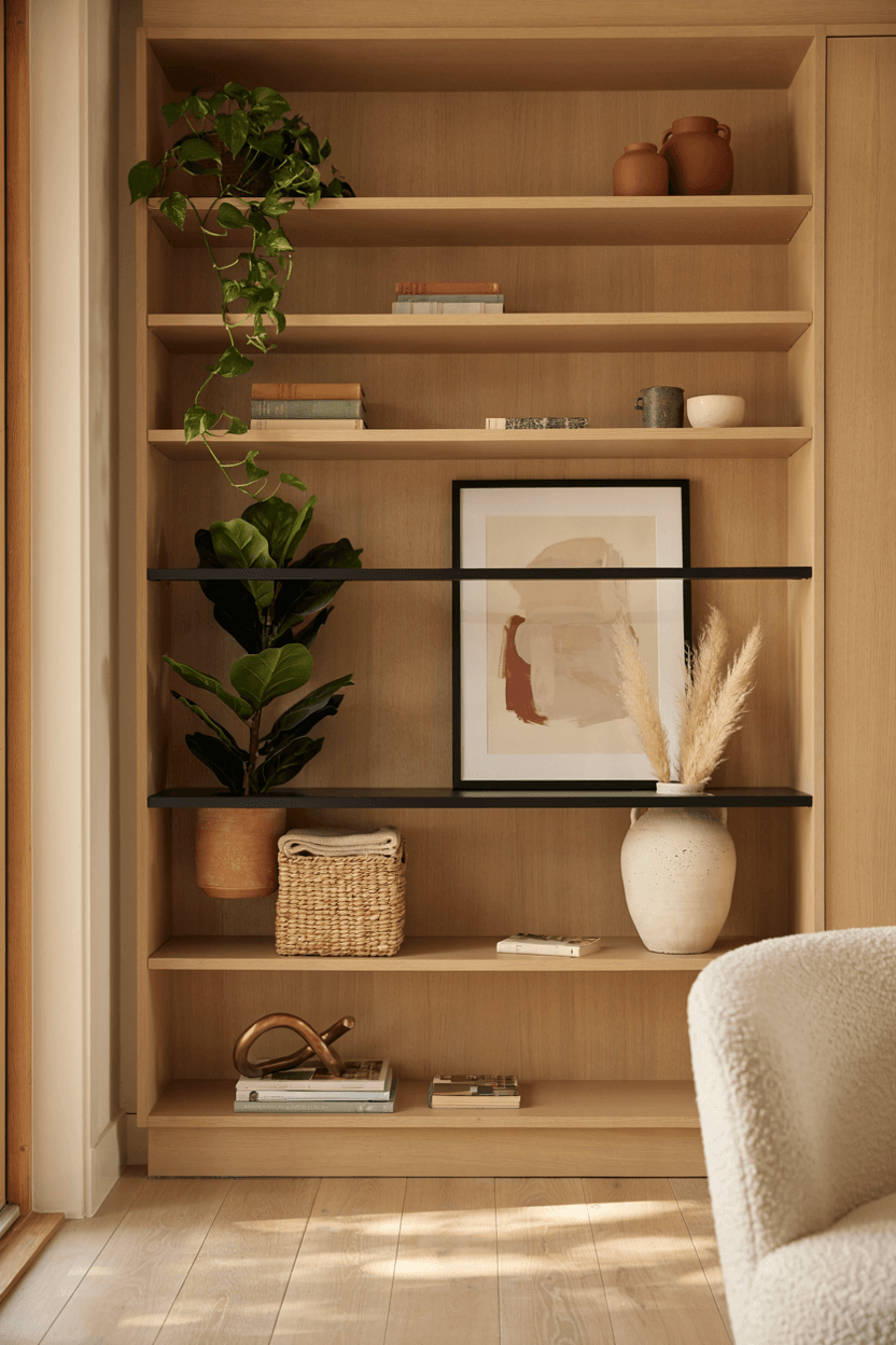 Multi-Level Shelf Arrangement – home decor idea