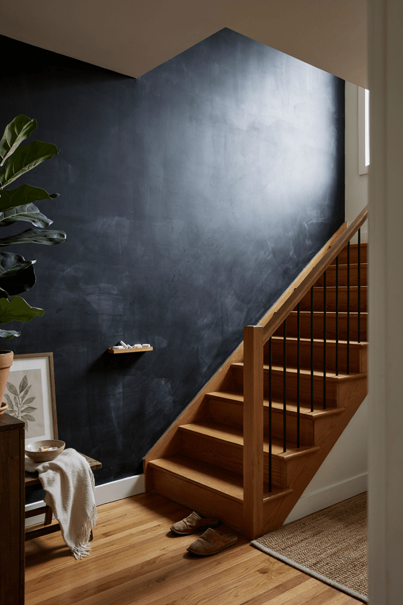 Staircase Wall with Chalkboard – home decor idea