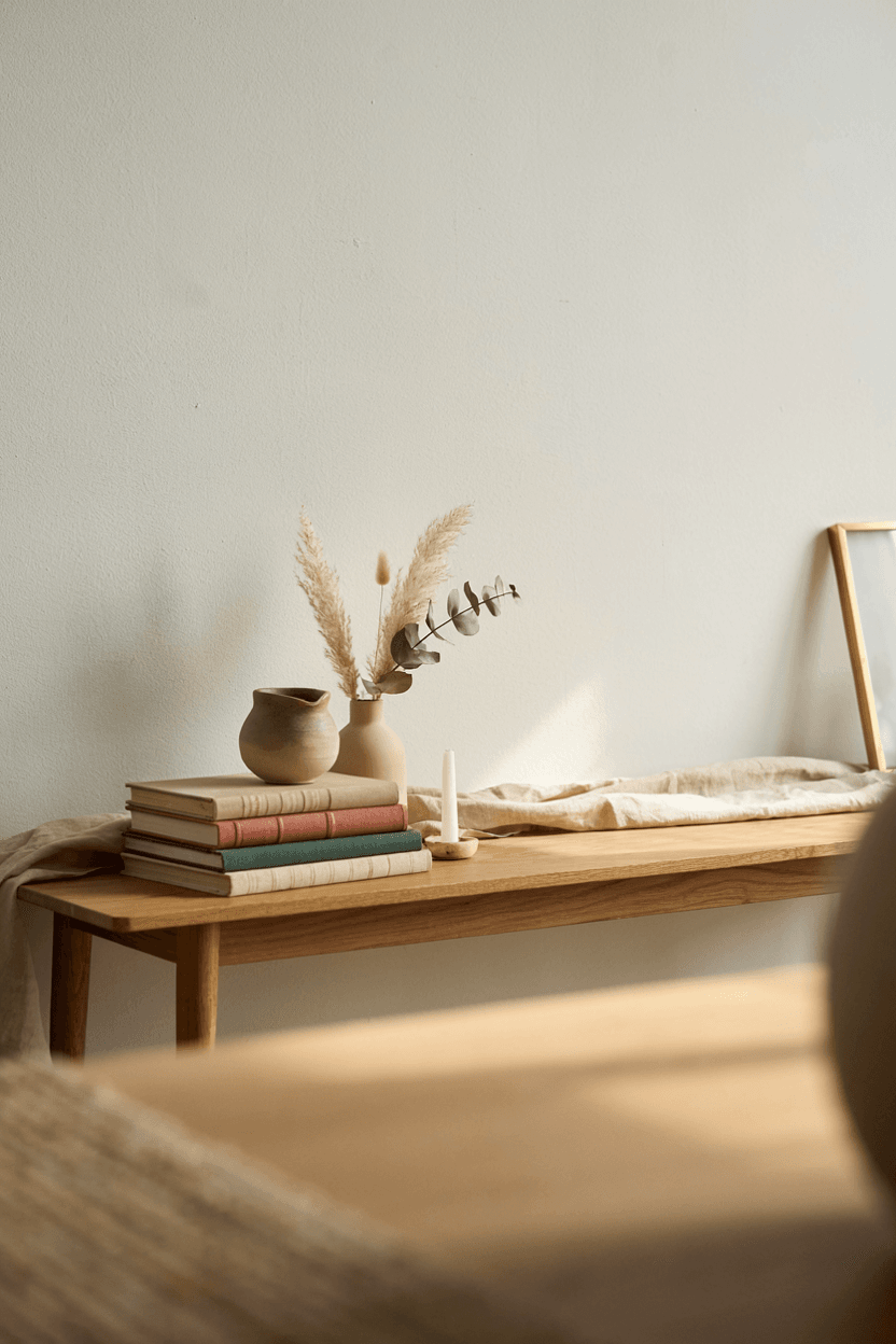 Console Table with Book Stack – home decor idea