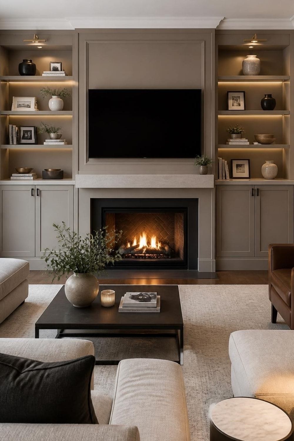 Multi-Feature Fireplace Wall – home decor idea