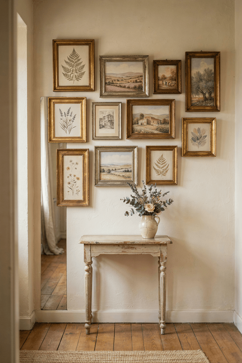 Gallery Wall with Vintage Frames – home decor idea
