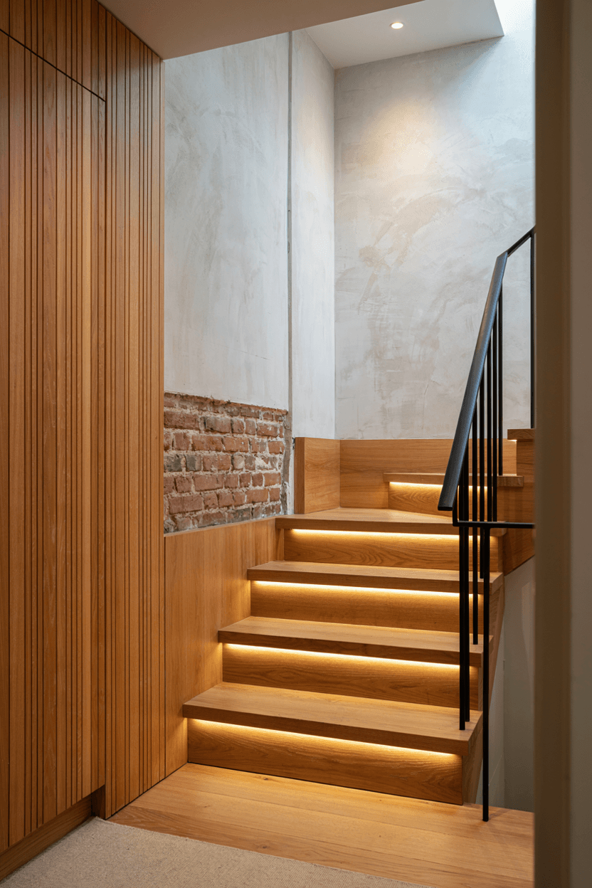 Multi-Textured Staircase Wall – home decor idea