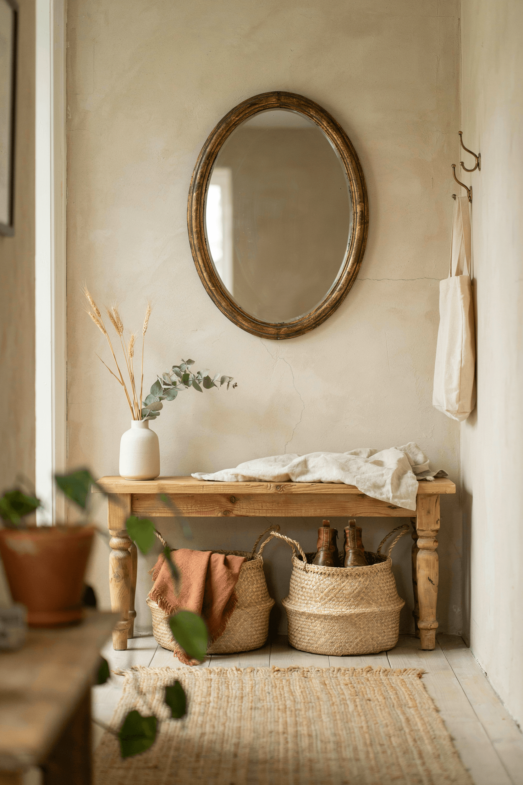 Rustic Wooden Entryway Bench – home decor idea
