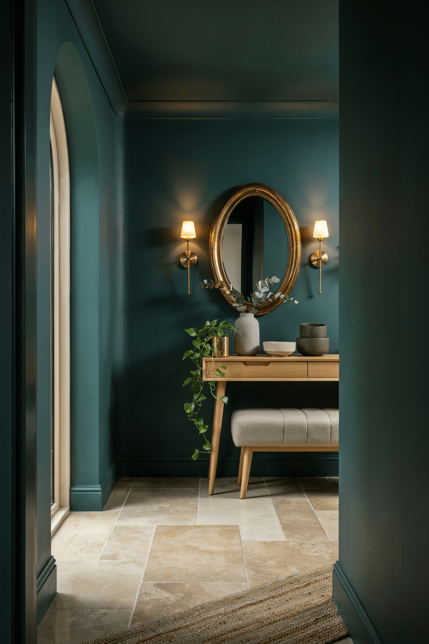 Foyer with Bold Color Walls – home decor idea