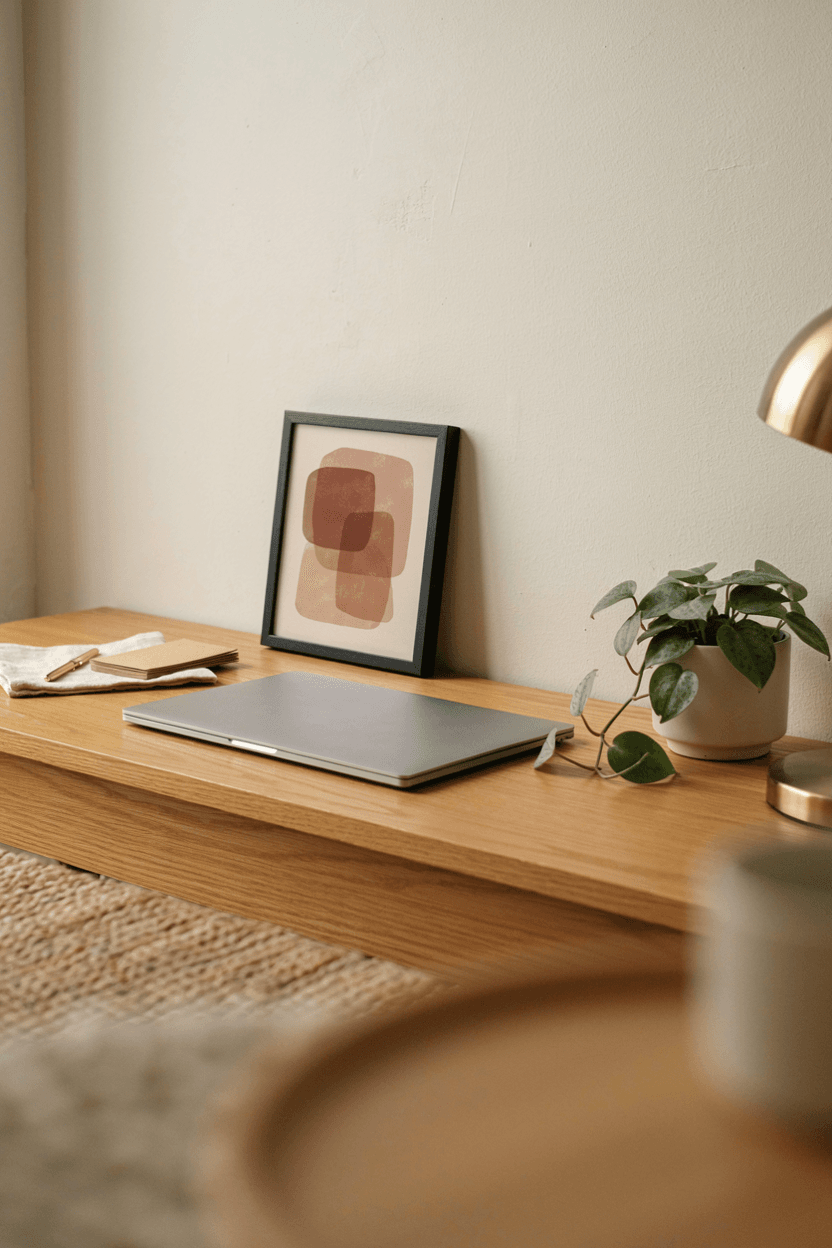 Desk with Framed Artwork – home decor idea