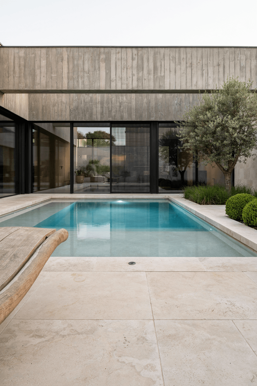 Glass-Walled Rectangle Pool Design – home decor idea