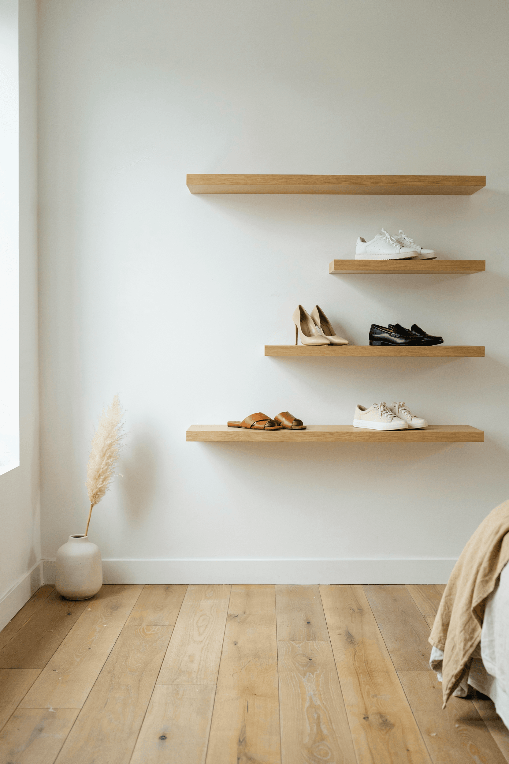 Floating Wall-Mounted Shoe Shelves – home decor idea