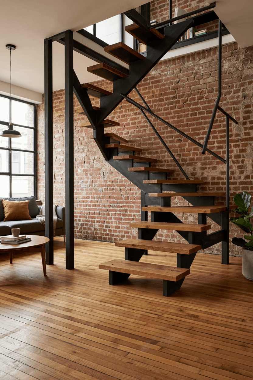 Industrial Steel Staircase – home decor idea