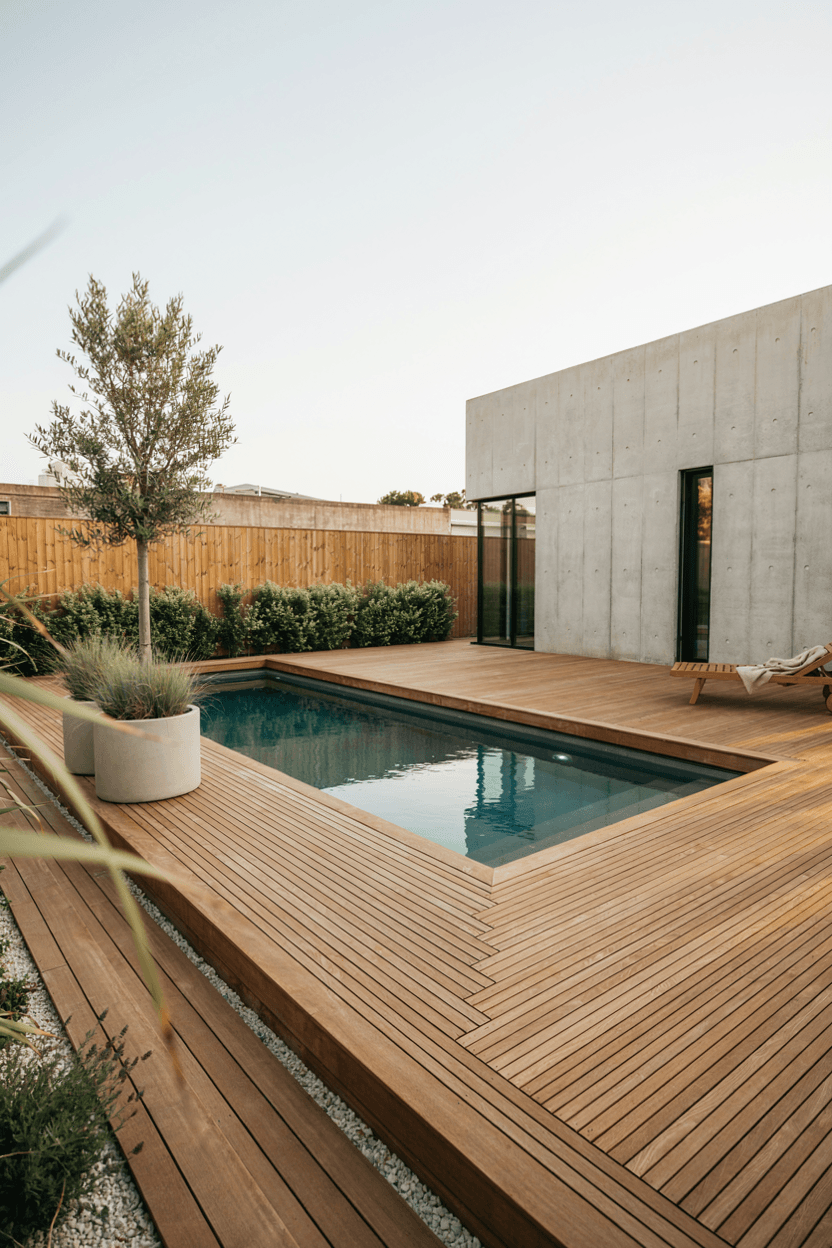 Floating Deck Rectangle Pool Design – home decor idea