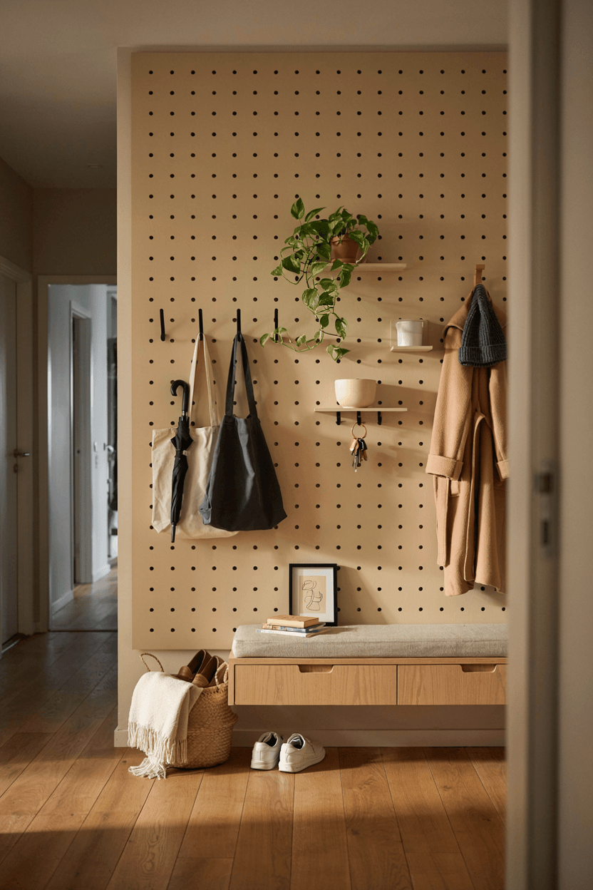 Hallway Pegboard Wall – home decor idea