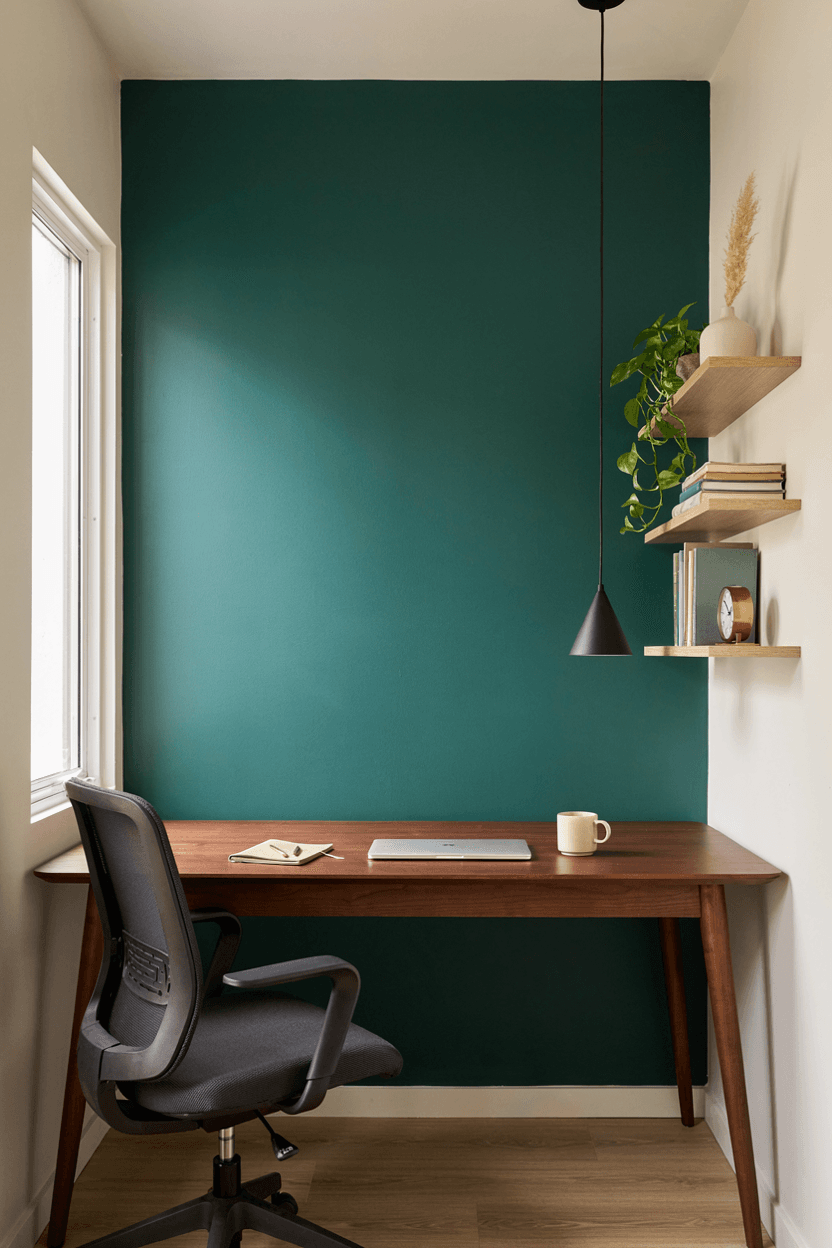Modern Office with Bold Accent Wall – home decor idea