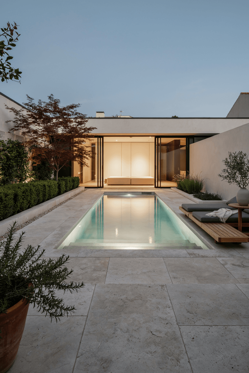 LED-Lit Rectangle Pool Design – home decor idea