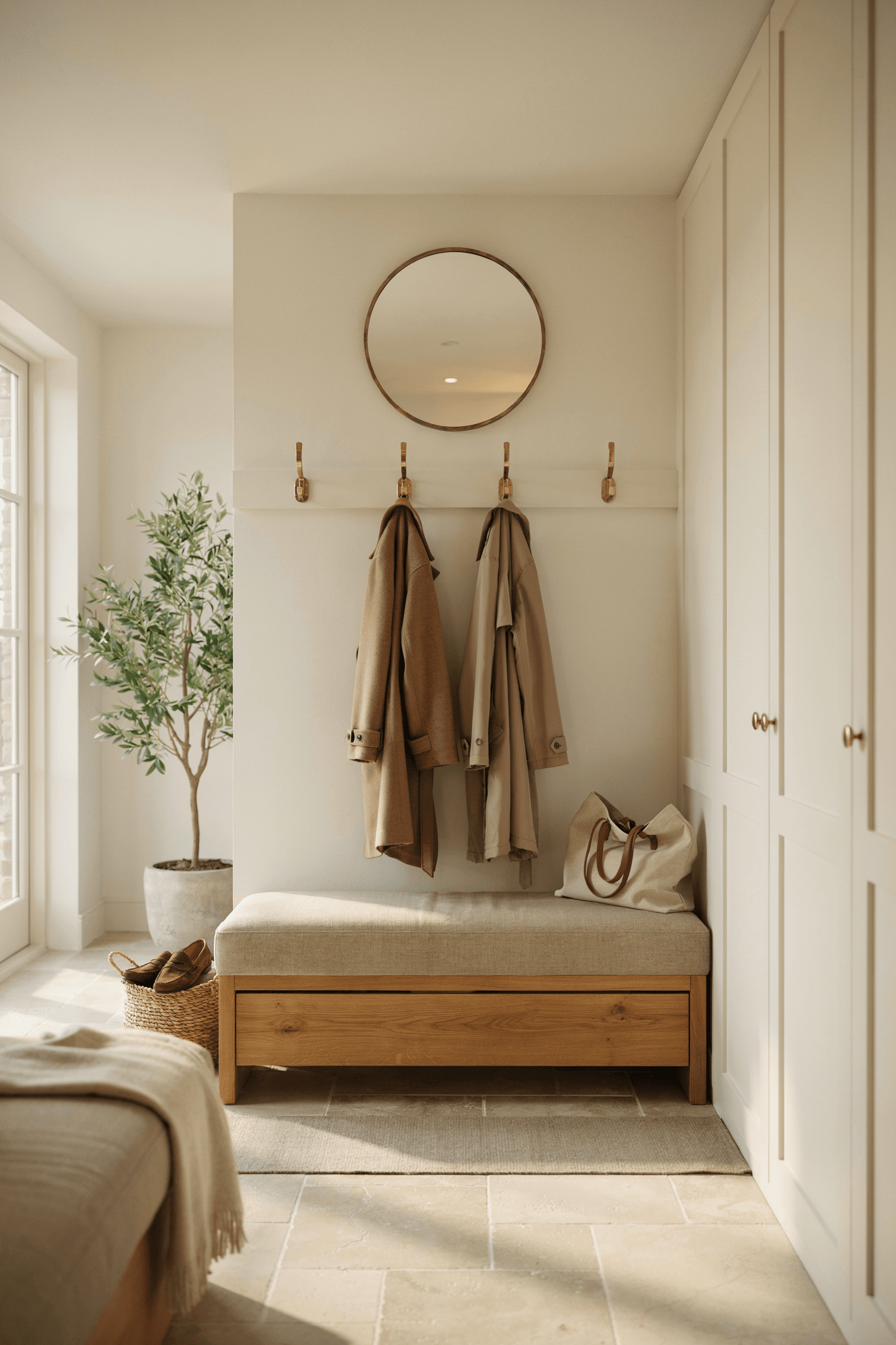 Upholstered Mudroom Bench – home decor idea