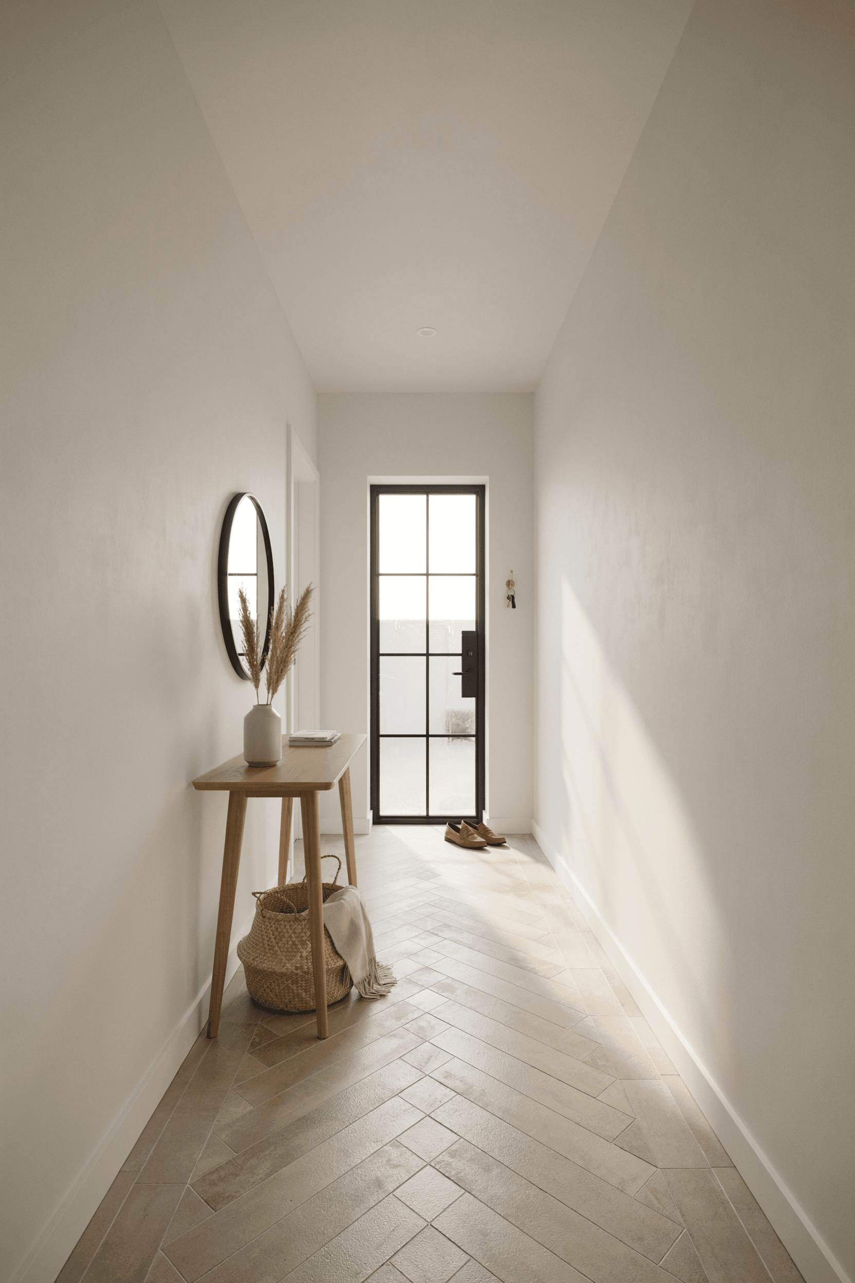 Entry Foyer with Herringbone Tile Floor – home decor idea
