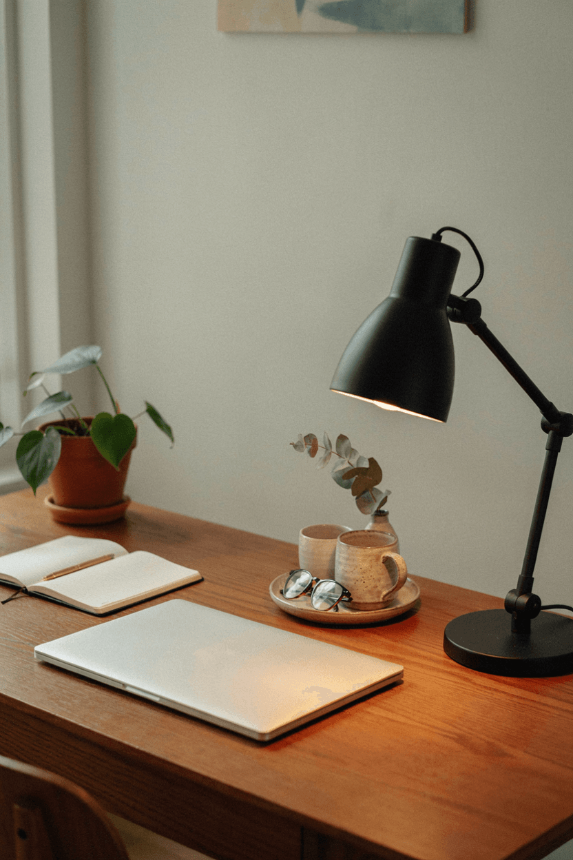 Desk with Table Lamp – home decor idea