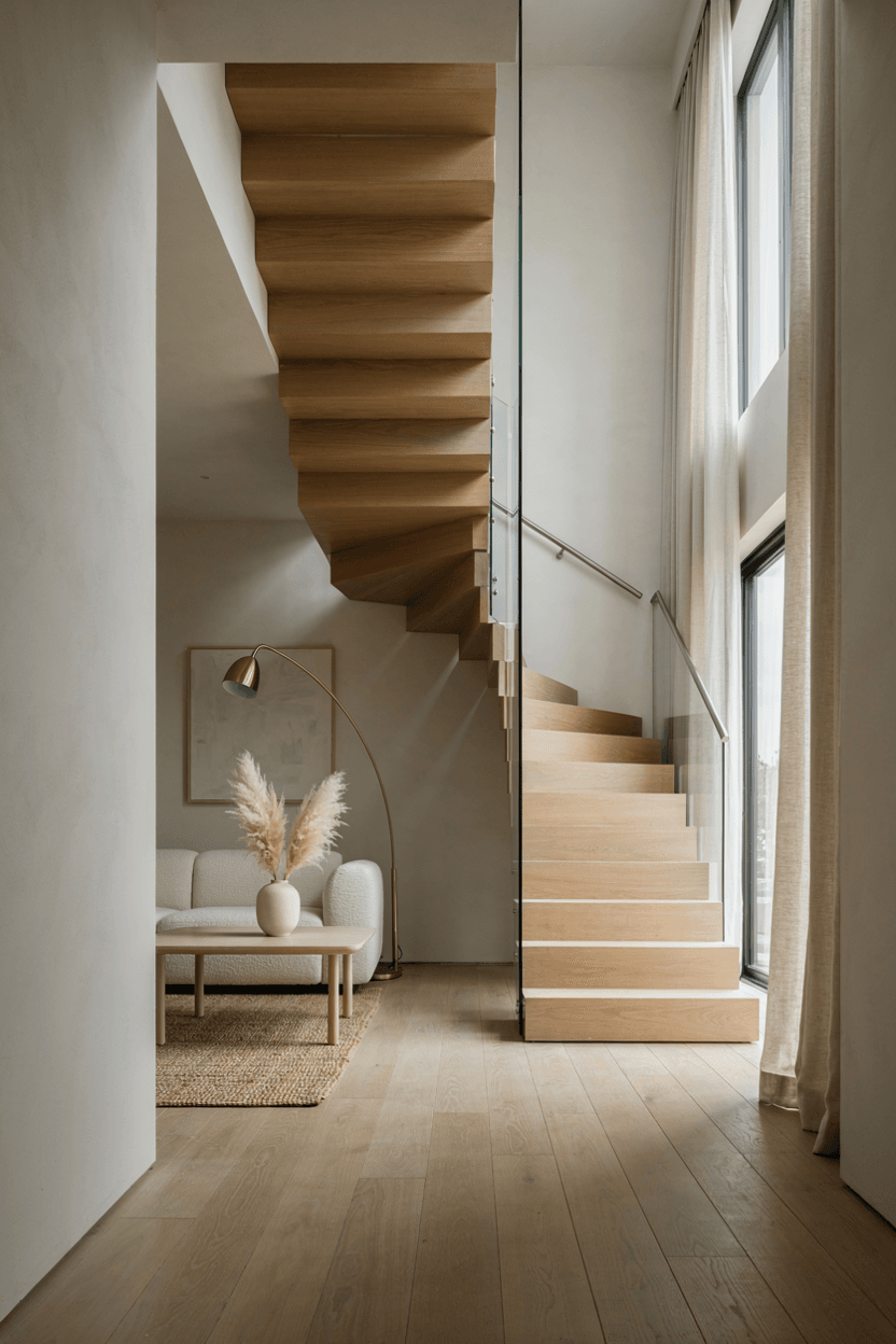 Staircase with Glass Railings – home decor idea