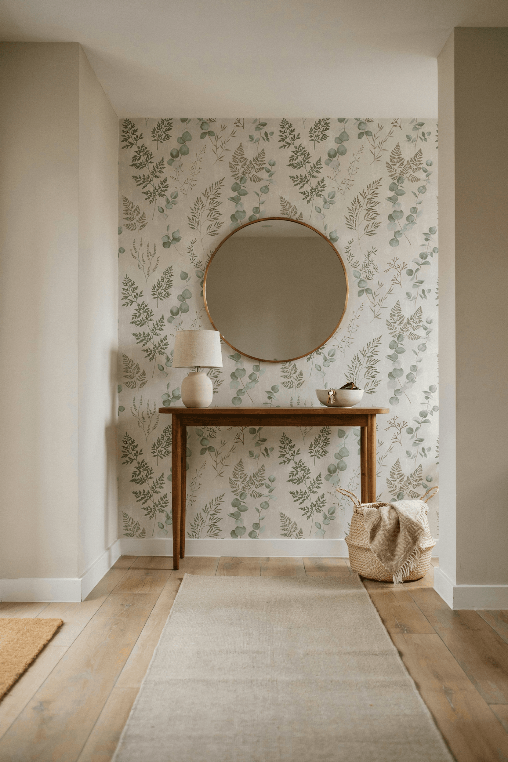 Entry Foyer with Wallpaper Accent Wall – home decor idea