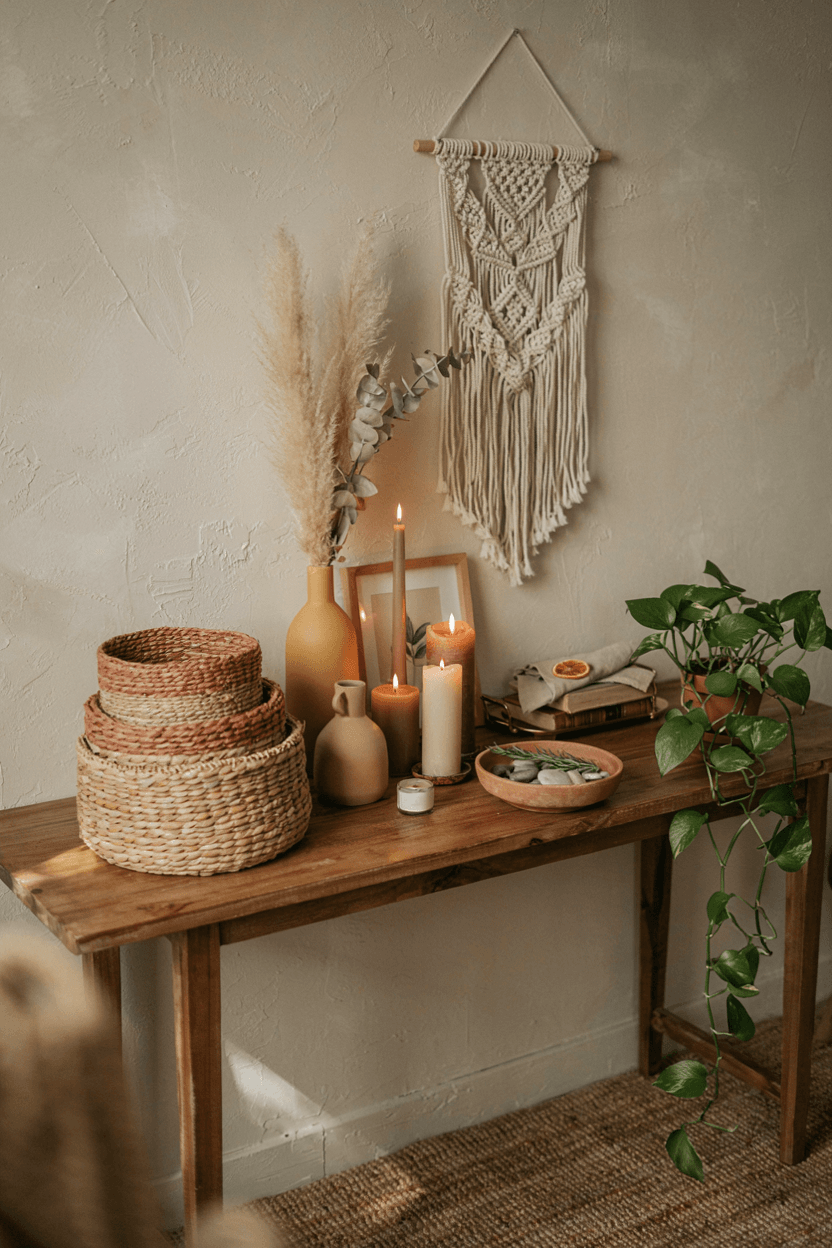 Bohemian Console Display – home decor idea