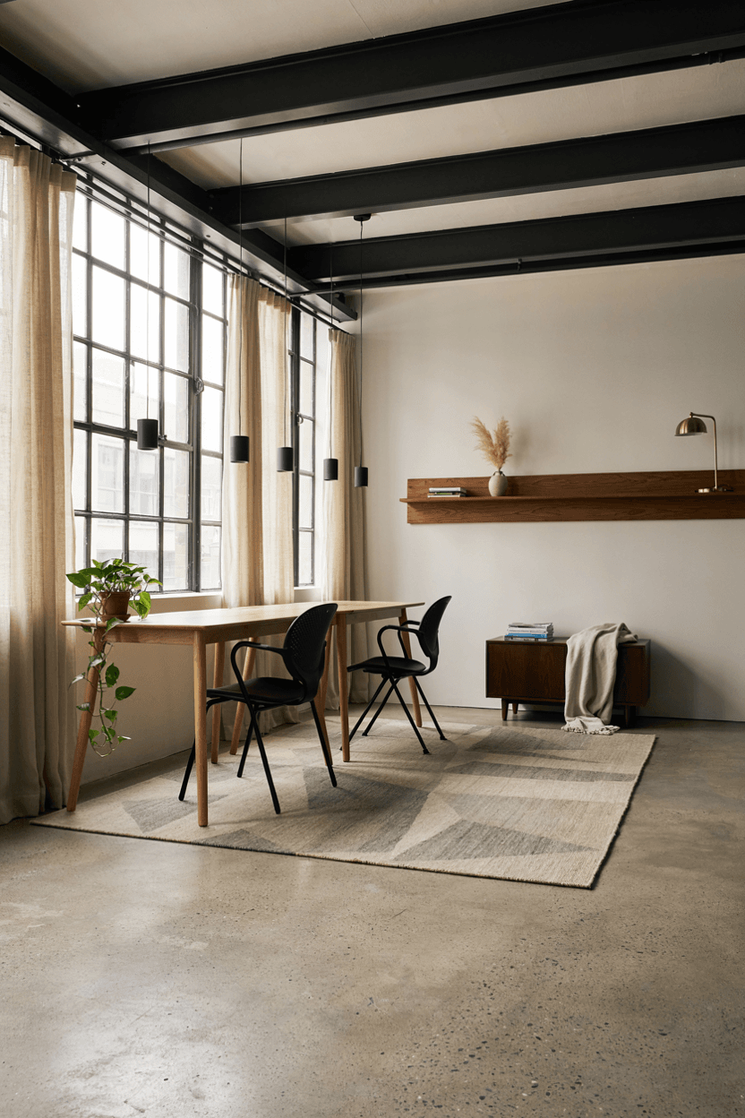 Modern Office with Concrete Floors – home decor idea