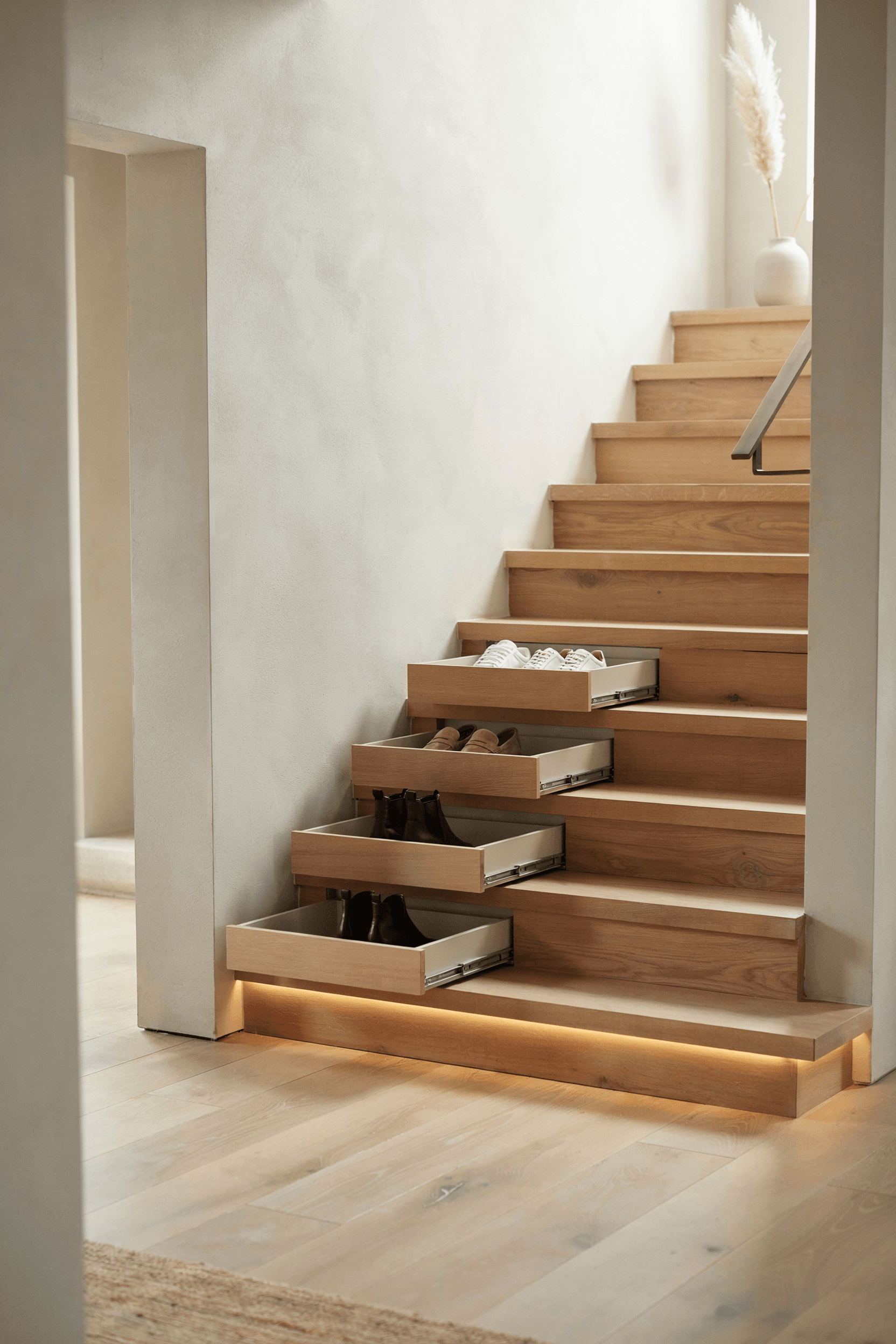 Staircase Shoe Storage Drawers – home decor idea