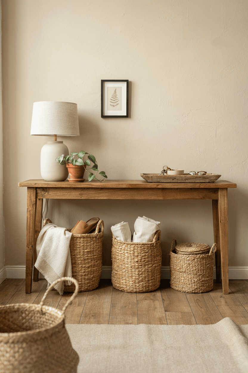 Entryway Table with Baskets – home decor idea